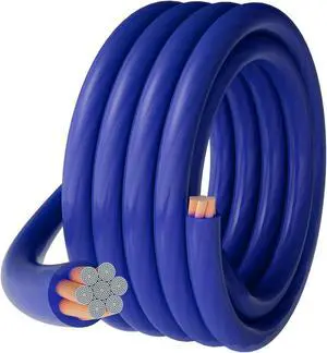 HiFind 4 Gauge 4 AWG 50 Ft Blue Power/Ground Wire Cable, True Spec Transparent Flexible Soft Touch Welding Battery Cable for Car Audio, Speaker, Solar, Marine, Generator, Automotive, RV