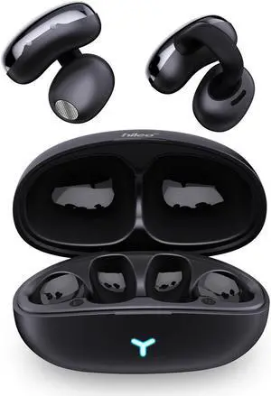 HILEO Open Ear Headphones,Bluetooth 5.3 Wireless Earbuds with Mic,LED Display,Immersive Stereo Sound,Clear Calls,55H Playback,Light Weight Running Headphones with Ear-Hook for Workout,Gym,Black