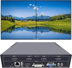 ISEEVY 4 Channel Video Wall Controller 2x2 HDMI DVI VGA USB Video Processor with RS232 Control for 4 TV Splicing