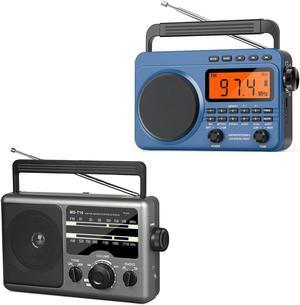 AM FM Portable Radio Battery Operated Radio by 4X D Cell Batteries Or AC Power Transistor Radio with and Big Speaker, Standard Earphone Jack, High/Low Tone Mode, Large Knob