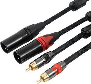 JORZOR, 1 Pair XLR to RCA Stereo Interconnect Cable, Heavy Duty Dual XLR Male to Dual RCAPhono Audio HiFi Cord, 2 XLR to 2 RCA Interconnect Lead Patch Wire Adapter(6.6FT)