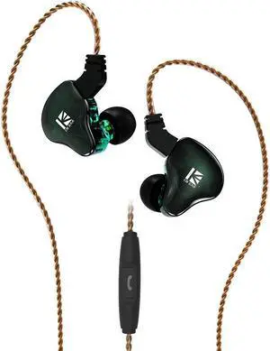 keephifi KBEAR KS2 in Ear Earphones Wired Headphones 10mm 1BA+1DD in Ear Monitors with Detachable Cable, HiFi Bass Earbuds Noise-Isolating Headset for Audiophile Musician (with mic, Dark Green)