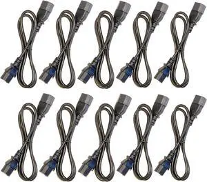 (10) 3 Foot IEC 320 NEMA C13 C14 10A 18AWG AC Power Cord Cables PDU to CPU