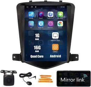 Kunfine Tesla Style Car Android Navigation Stereo GPS Radio Reverse Camera Display 9.7" IPS Touchscreen Headunit Tablet Pad Media Player for Chevrolet Cruze 2009-2015, if Applicable Quad Core 1G+16G