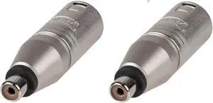 (2) Two Genuine NEUTRIK NA2MPMF - 3 Pin XLR Male to RCA Female Phono Adapter