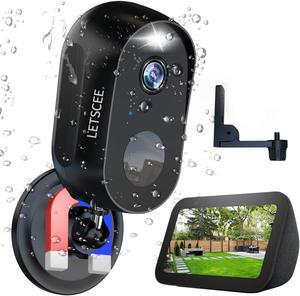 LETSCEE Security Cameras Wireless Outdoor or Indoor,Alexa Cameras for Home Security Outside with Night vision,2-way audio,Motion Detection,SD/Cloud storage,Motion Zone,IP65 Weatherproof