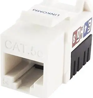 LINKOMM 50-Pack RJ45 Cat5e Slim Profile UTP Unshielded Keystone Jack with Punch Down Palm Holder (White)