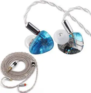 Linsoul Kiwi Ears Orchestra Lite in Ear Earphones(Blue) + Tripowin Jelly 16 Core Cable (2pin 0.78, 3.5mm)