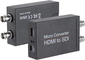 Little World HDMI to SDI Converter, HDMI to 3G-SDI/HD-SDI Micro Converter, Audio Embedder Support One HDMI in Two SDI Out, Auto Format Detection Extender for Camera CCTV, Black