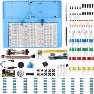 Makeronics 7 in 1 Blue Breadboard Holder Raspberry Pi 4 Holder + 1200 Breadboard+Electronics Fun Kit|Power Supply Module| Precision Potentiometer and More for Prototyping Circuit/Arduino/Raspberry Pi
