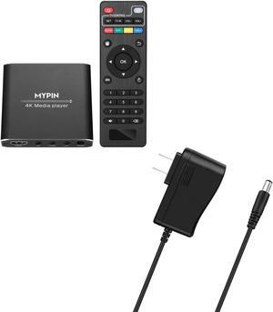 4K Media Player with Power Supply, Digital MP4 Player for 8TB HDD/USB Drive/TF Card/H.265 MP4 PPT MKV AVI Support HDMI/AV/Optical Out and USB Mouse/Keyboard-HDMI up to 7.1 Surround Sound (Black)