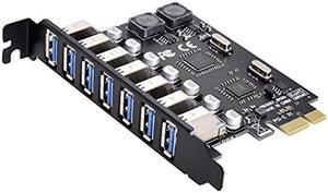 NFHK 7 Ports PCI-E to USB 3.0 HUB PCI Express Expansion Card Adapter 5Gbps for Motherboard