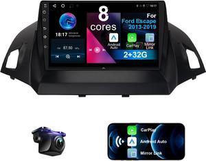 Car Stereo for Ford Escape 2013-2019 8 Core Android 12 with Wireless CarPlay Android Auto, 9 inch 1280X720 IPS Touchscreen Bluetooth Car Radio Player with Backup Camera, AM/FM/RDS, AUX, Hi-Fi, SWC