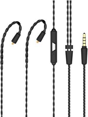 okcsc MMCX Headphone Cable 3.5mm Plug 4-level stereo Earphone Upgrade Cables for shure se215 se215 se315 se425 se535 se846 ue900s westone w80 with Mic 4FT
