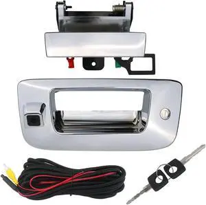 omoZone Backup Camera Tailgate Handle Rear View Camera Liftgate Latch Handle with Key Lock Cylinder Compatible with 2007-2014 Chevrolet Chevy Silverado GMC Sierra 1500 2500 3500