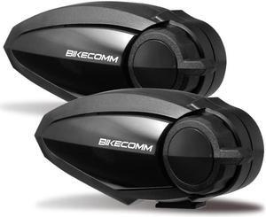 BIKECOMM BK-S2 Motorcycle Bluetooth Intercom Headset - Helmet Communication System, Waterproof speaker, Voice Comm Earbuds, helmet headphone, Noise Cancellation (Duo Black)
