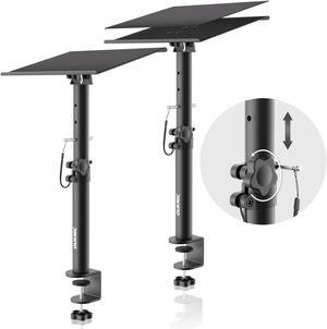 OUKMIC Clamp On Desktop Speaker Stand Holder Pair, Heavy Duty Audio Studio Monitor Stands Riser Tilt Height Adjustable, Universal Desk Mount Shelf Tray for Subwoofer Surround Sound Bookshelf Laptop