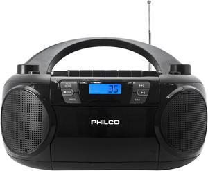 Philco Bluetooth CD Boombox with Cassette, MP3 CD USB Playback The Ultimate Retro Music Combo with Best Class Sound Performance, 12 watts, and telescopic FM antenna provides maximum radio reception