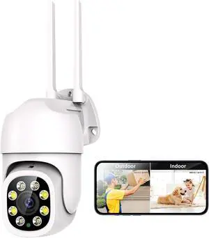 POHAAGNZE 1080P Security Camera Outdoor Wired/Wireless Starlight Color Night Vision, 2MP Cameras for Home AI Human Detection & Auto Tracking, IP66 2-Way Audio, US Cloud, Compatible with Alexa (1PCS)