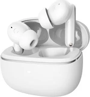 DUCK DANCE Active Noise Cancelling Earbuds Bluetooth with Qi Wireless Charge Enabled with Hall Switch, ANC + ENC Wireless Earbuds with Mics with A Canvas Travel Pouch (USB C, Porcelain White)