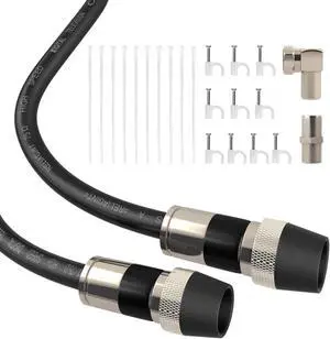 RELIAGINT Coaxial Cable 100FT, RG6 Coax Cable Cord for TV with Weatherproof Rubber Boot - Ideal Outdoor TV Cable Wire and Antenna Wire Extension Cable, Tri-Shield UV - Fire Resistant Wall Rated