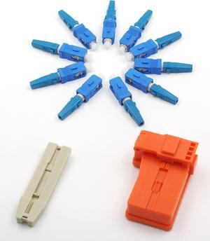RETT FQC 100pcs SC UPC Fiber Optic Quick Connector Fiber Fast Connectors Single Mode 900 Micron Cable Mechanical Fast Connectors Adapter for 0.9mm/2.0mm/3.0mm Round Fiber Cable