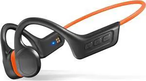 SilisoundTek Bone Conduction Headphones Bluetooth,Upgraded IPX7 Waterproof Wireless Earbuds,Open Ear Headphones Bluetooth 5.3 with Mic,10H Playtime for Running,Cycling,Hiking,Gym,Workout. (Orange)