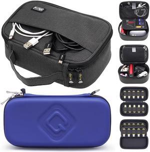 sisma Travel Cords Organizer Universal Small Electronic Accessories Carrying Bag Special Edition + QUENZROC USB Flash Drive Case Blue