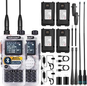 (2nd Gen) TIDRADIO H8 GMRS Handheld Radio with Bluetooth Programming Repeater Capable Dual Band Long Range Two Way Radios with 4PCS Batteries 771 Long Antenna & Earpiece- Crystal, 2Pack Full Kit