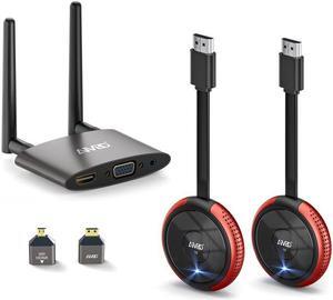 TIMBOOTECH Wireless HDMI Transmitter x 2 and Receiver 4K, 5.8G HDMI Wireless Transmitter Receiver Transmission Stable Video, Plug & Play, Support HDMI & VGA Dual Screens,165FT/50M, Red