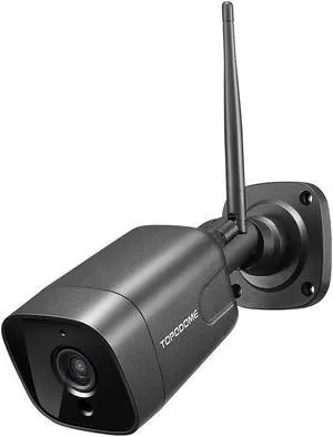 Topodome RTSP WiFi Bullet Camera Outdoor for Home Security, 1080P IP Surveillance House Cameras, 65ft Night Vision, Humanoid Detection, 2- Way Audio SD Card Network Port Waterproof Metal (Black)