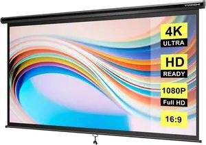 VIVOHOME Projector Screen Pull Down, 16:9 80 Inch Retractable Projection Screen, HD 4K Manual Pull Movie Screen for Home Theater, Cinema, Office (70x40 Inch Black)