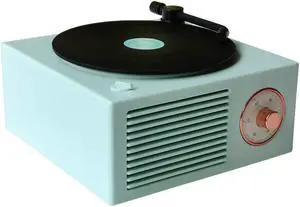 Vinyl Record Player Style Bluetooth Speaker Old Fashioned Classic Style Green Cute Look Gift for Girls Bass Enhancement Loud Volume Speaker by Wetocke