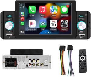 Single Din Car Stereo with Apple Carplay & Android Auto, 5 Inch HD Touch Screen Car Stereo with Bluetooth/FM/USB/SD Port, FM Car Radio Receiver Support Reversing Image