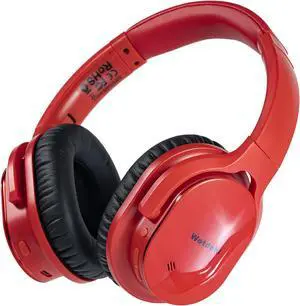 Wotdehi Active Noise Cancelling Headphones, Deep Bass Wireless Headphone, Noise Reduction Headsets with Voice Assistant, Memory Protein Earpads 40 Hours Playtime for Travel/Home/Office-Red
