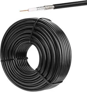 XRDS -RF RG6 Dual Shield Cable 100FT, 18 AWG 75 Ohm Bare Copper Conductor RG6 Coaxial Cable (100 feet, Black)