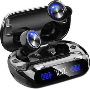 YIPUT Wireless Earbuds Bluetooth 5.3 Headphones 200 Hours Playtime with 2000mAh charg Case,in Ear Headest IP7Waterproof Noise Cancelling Built-in Mic,Premiu Bass LCD Display,for Sports/Working/Study