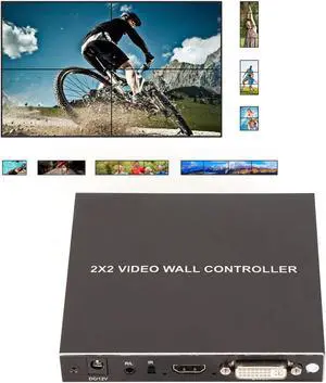 Video Wall Controller, 4K HD Display Seamless Splicing Processor with RS232, Input, 4 Way Audio Output 180deg Rotate TV Wall Display 2x2 1x2 1x3 1x4 2x1 3x1 4x1 (US Plug)