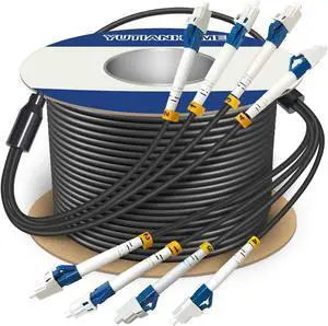 YUTIANHOME 500 Feet (150 Meters) 4 Core Industrial TPU LC to LC Outdoor Armored Fiber Optic Cable, 4 Strands OS2 Single Mode Fiber Patch Cable with LC Connectors, 9/125um, OD-5mm, Direct Burial LC-LC