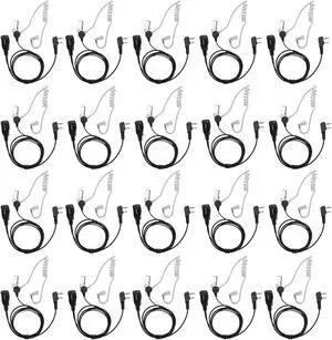Walkie Talkies Earpiece with Mic 2 Pin Acoustic Tube Headset Compatible with UV-5R BF-888S Kenwood Retevis H-777 RT22 Puxing Wouxun (20 Pack)