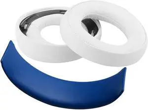 Geekria Earpad and Headband Soft Set, Compatible with Sony PlayStation Gold Wireless/PS4/PS3/PSV Headphone, Repair Parts Suit (White/Blue)