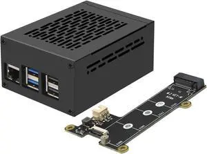 Geekworm X1001 PCIe M.2 Key-M NVMe SSD PIP PCIe Peripheral Board+Metal Case for Raspberry Pi 5