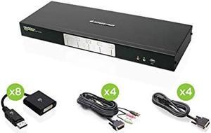 IOGEAR 4-Port Dual-Link Dual View DVI and DisplayPort KVMP Kit, TAA Compliant, GCS1644DPKIT