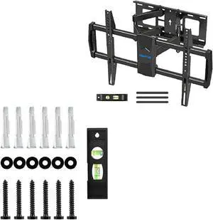 MOUNTUP Full Motion TV Wall Mount & TV Mounting Lag Bolt Kit Bundle
