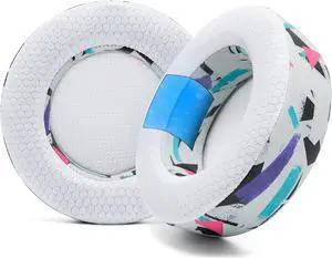 WC Freeze Virtuoso - Hybrid Fabric Cooling Gel Replacement Earpads for Corsair Virtuoso Gaming Headset, Made by Wicked Cushions, Improved Durability, Thickness and Sound Isolation |90'S White