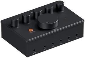 Fosi Audio PH05 5-Channel Headphone Splitter Amplifier, Mini Headphones Amp for Music Studio Mixer, Audio Sharing, Podcast Monitor, Supports 16-300 Ohm High Impedance IEM with 12V Power Adapter