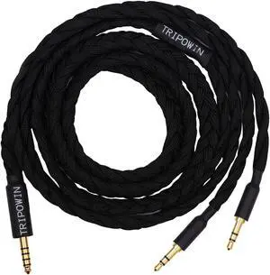 Linsoul Tripowin GranVia Upgraded OFC Headphone Replacement Cable, Dual 3.5mm Connector to 4.4mm TRRRS Stereo Headphone Cable,for HE4XX/HE-400i/HE400se/Goldplanar/Focal ELEGIA(Black, 1.5m)