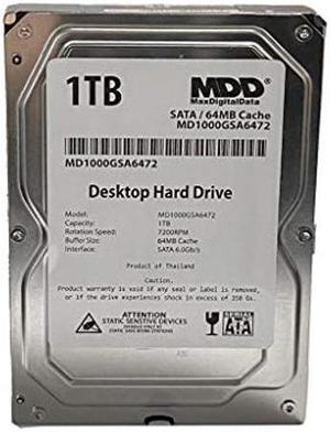 MaxDigitalData MDD (MD1000GSA6472) 1TB 64MB Cache 7200RPM SATA 6.0Gb/s 3.5in Internal Desktop Hard Drive