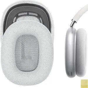 Geekria QuickFit Replacement Ear Pads Compatible with Apple Airpods MAX Headphones Ear Cushions, Repair Parts (Silver)