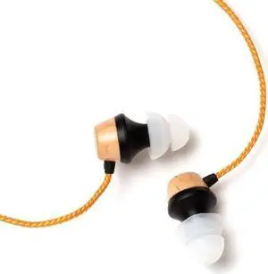 Symphonized ALN Premium Genuine Wood in-Ear Noise-isolating Headphones, Earbuds, Earphones with Mic (Orange Stripe)